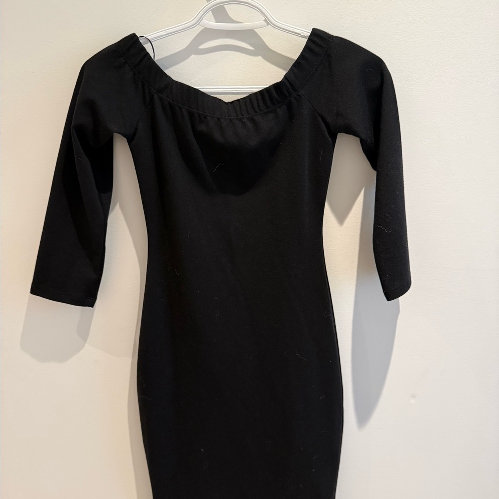 Zara Black Long-Sleeve Off-Shoulder Bodycon Dress